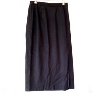 Michele New York Long Pencil Skirt Black 100% Wool Fully Lined Size 14